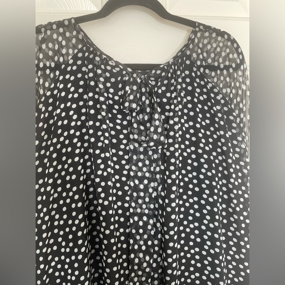 Marina Rinaldi Black & White Polka Dot Chiffon Midi Dress with Embellished Cuffs - Picture 8 of 13